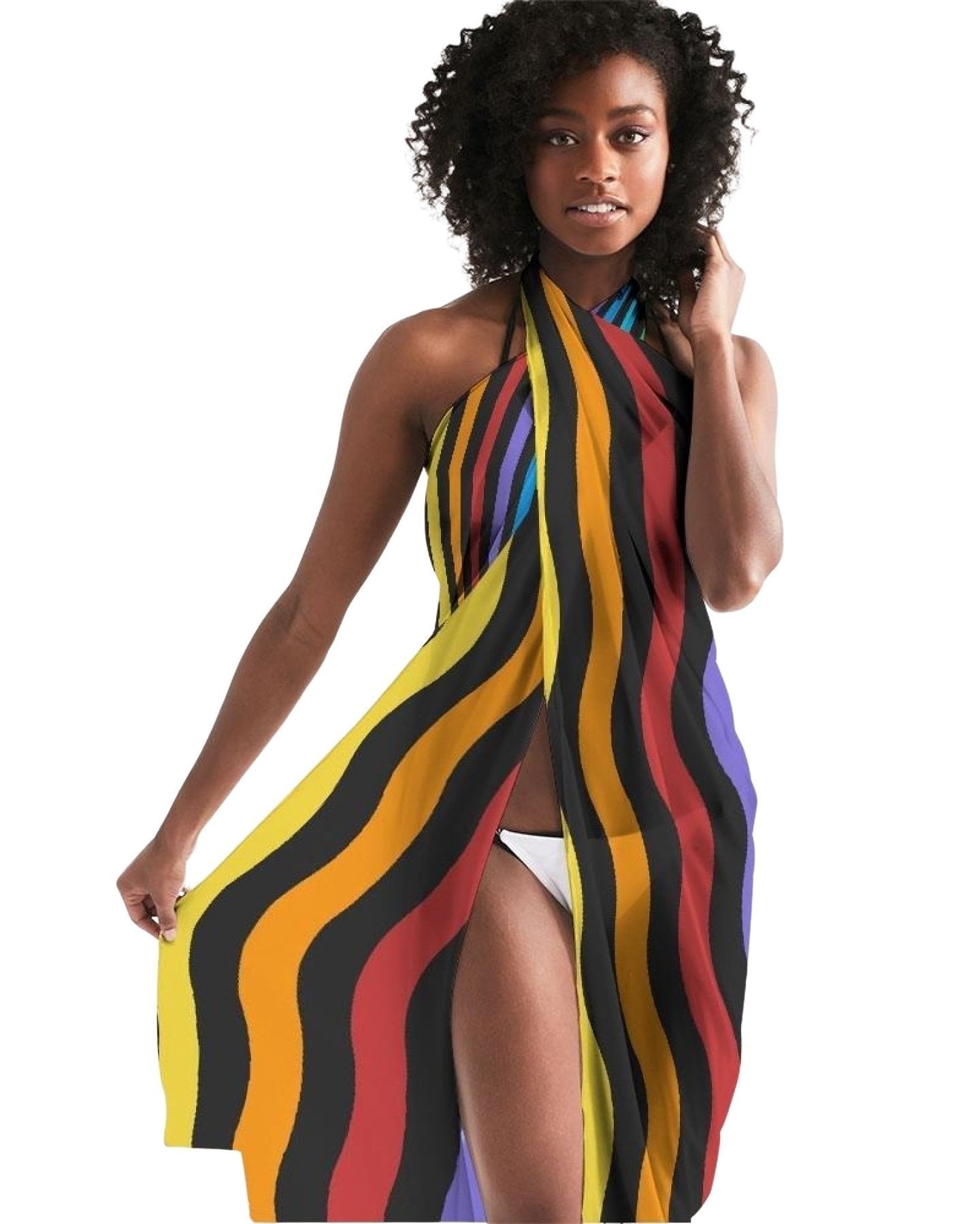 Sheer Rainbow Striped Swimsuit Cover Up