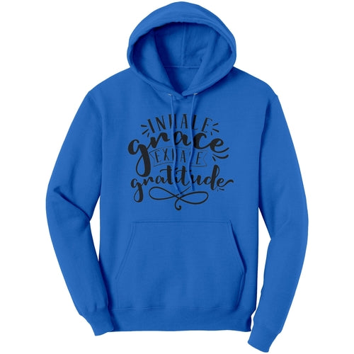 Graphic Hoodie Sweatshirt, Inhale Grace Exhale Gratitude Hooded Shirt