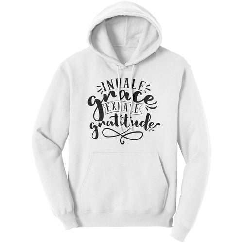Graphic Hoodie Sweatshirt, Inhale Grace Exhale Gratitude Hooded Shirt