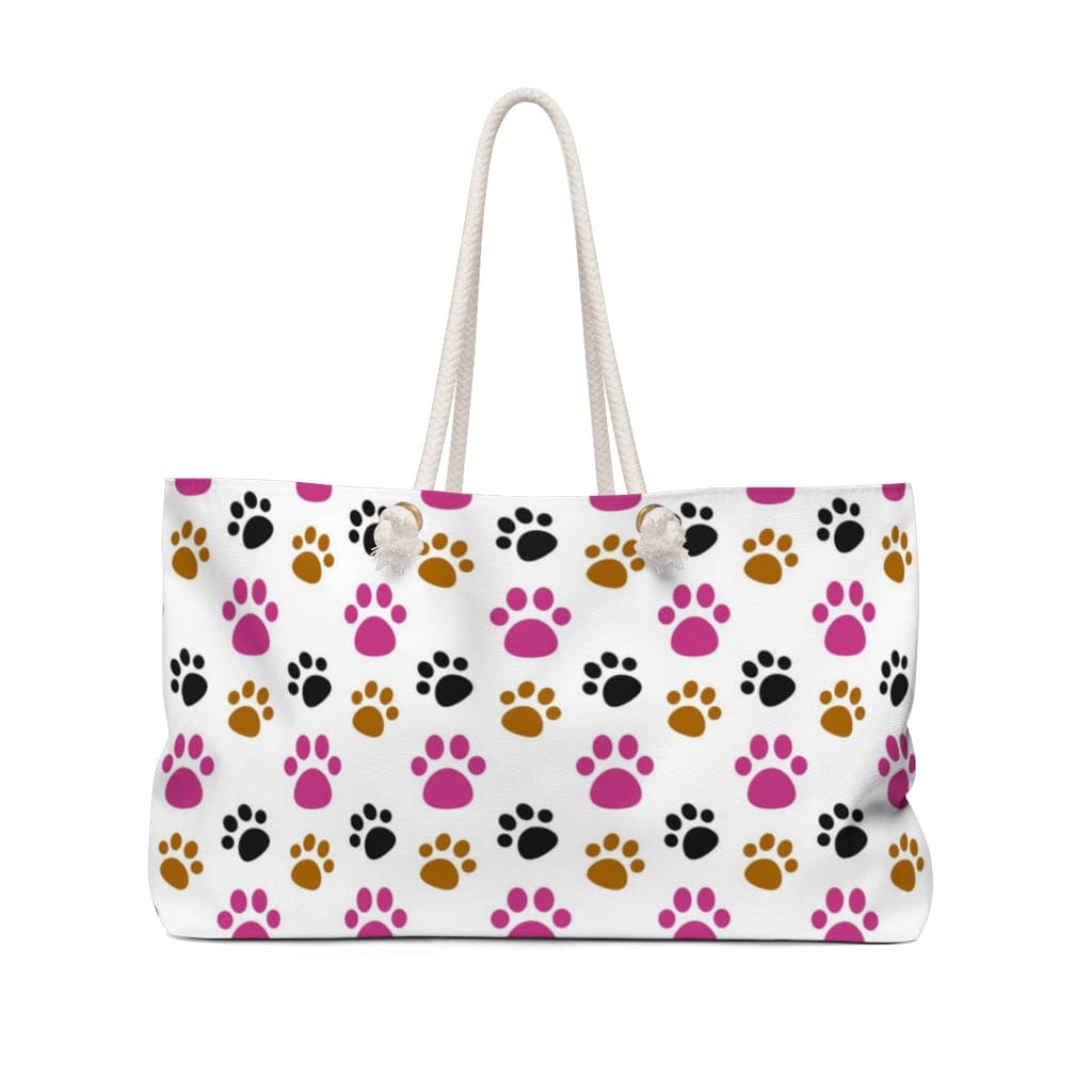 Weekender Tote Bag - Pink and Black Paws