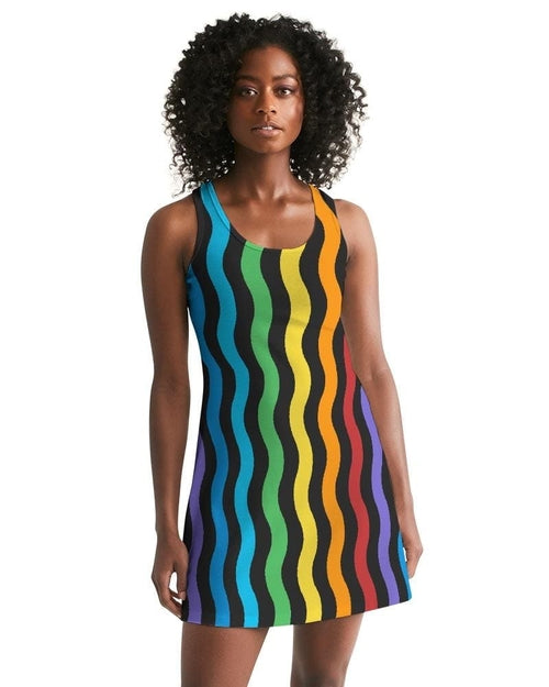 Womens Dress - Rainbow Stripped Style Racerback Dress
