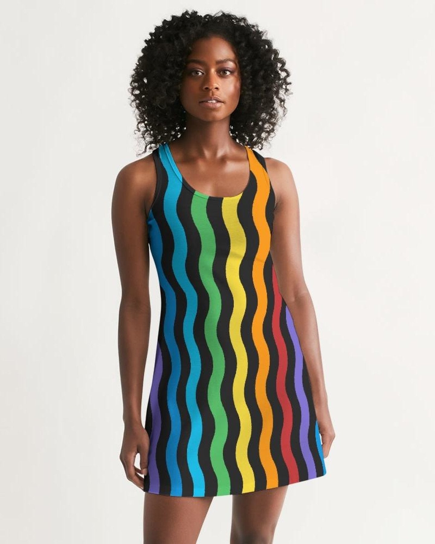 Womens Dress - Rainbow Stripped Style Racerback Dress