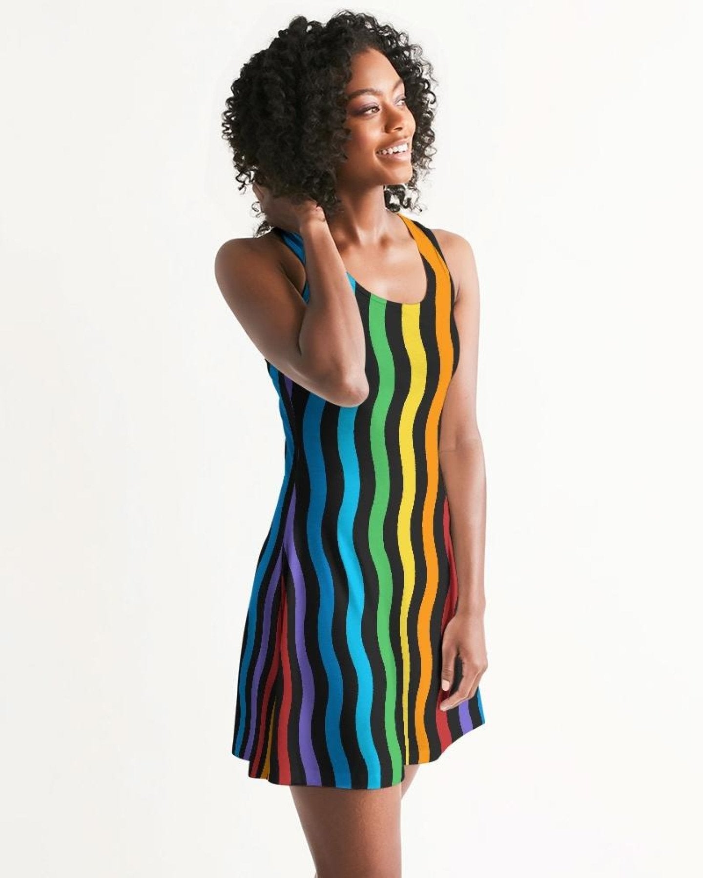 Womens Dress - Rainbow Stripped Style Racerback Dress