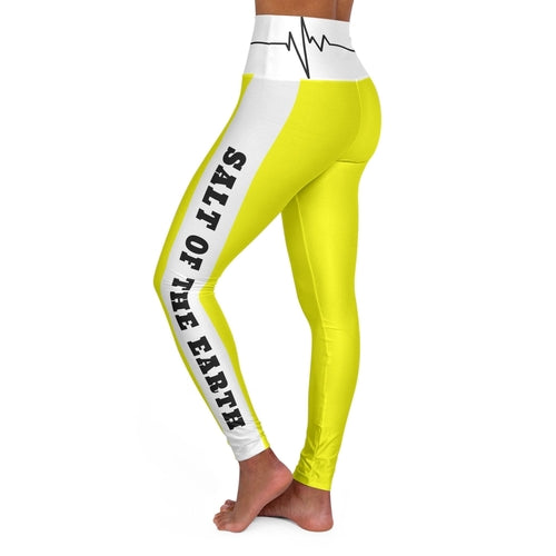 Womens High Waist Fitness Leggings - Bright Yellow Salt of the Earth