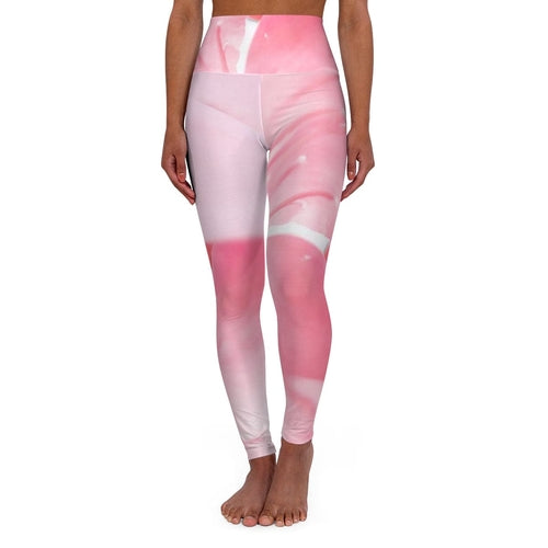 Womens Hhigh-waist Fitness Legging Yoga Pants - Pink Flower Bloom