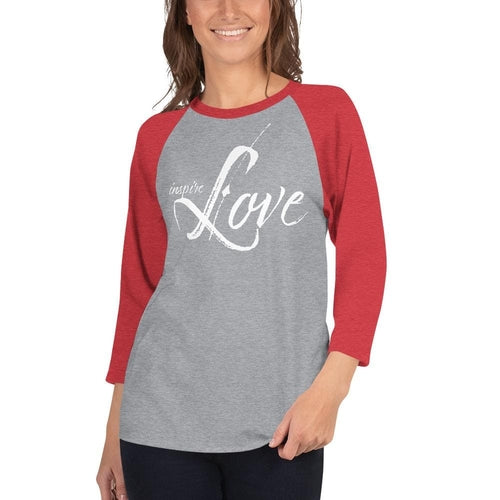 Womens Raglan Tee - Inspire Love Graphic Pullover Baseball Shirt