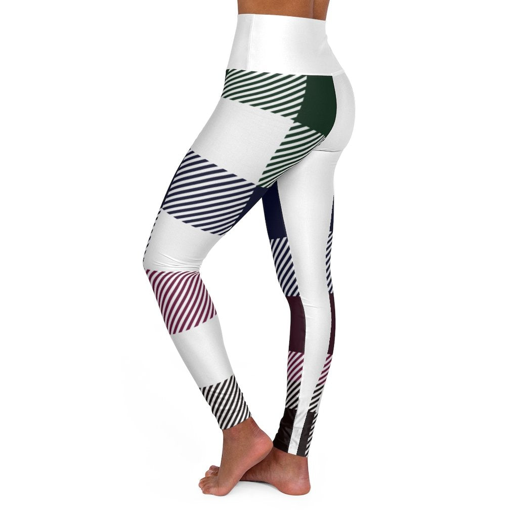 Womens High-waist Fitness Legging Yoga Pants - Multicolor Plaid