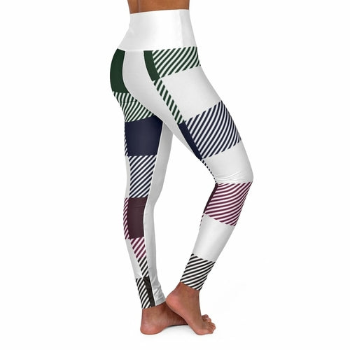 Womens High-waist Fitness Legging Yoga Pants - Multicolor Plaid