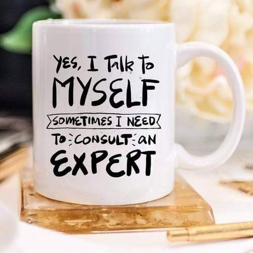 Magenta Shadow Gifts 11oz Coffee Mug - Yes, I Talk to Myself.