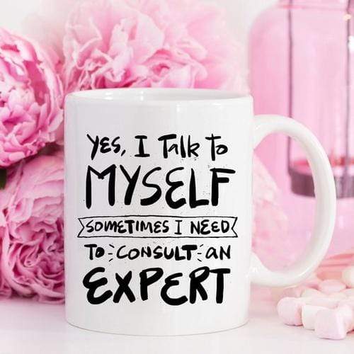 Magenta Shadow Gifts 11oz Coffee Mug - Yes, I Talk to Myself.