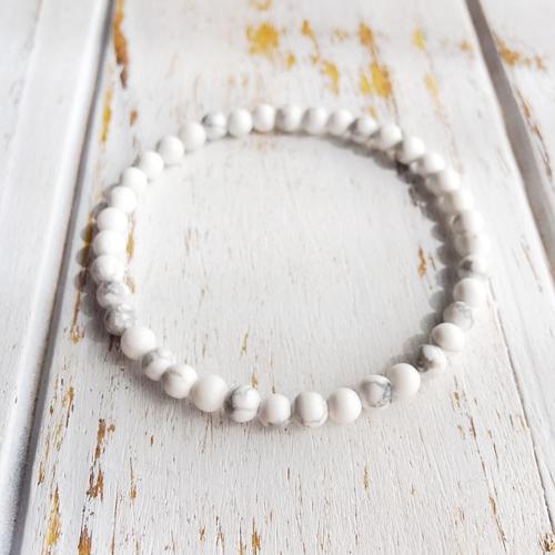 Purple Lily Jewelry & Watches 4mm White Howlite Bracelet ~ Calm & Relief