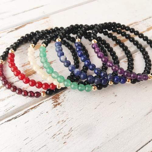 Purple Lily Jewelry & Watches 7 Chakra (4mm) Bracelet Set - Seven Bracelets -
