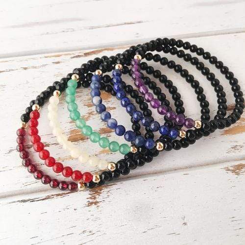 Purple Lily Jewelry & Watches 7 Chakra (4mm) Bracelet Set - Seven Bracelets -