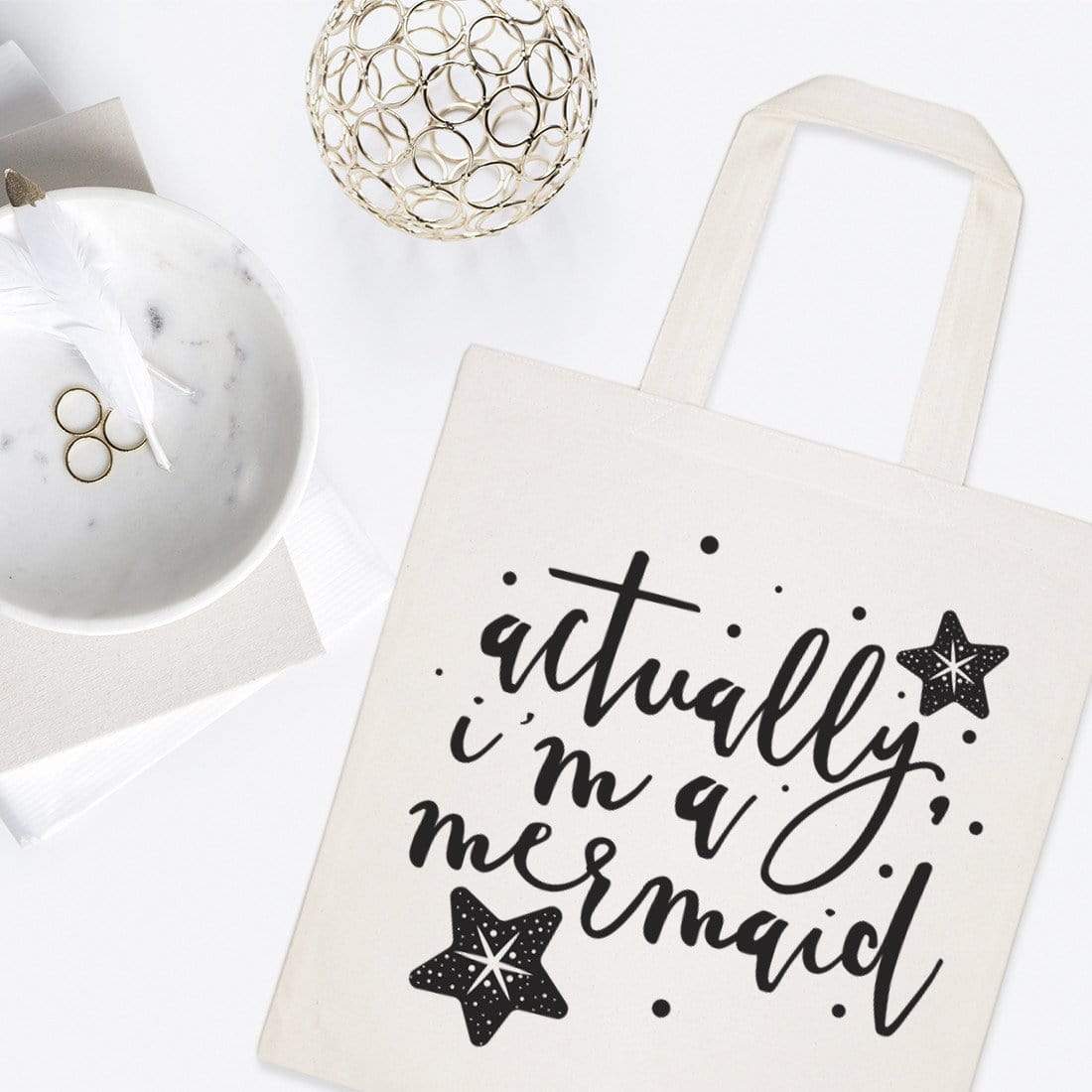 Turquoise Andromeda Totes & Beach Bags Actually, I'm a Mermaid Tote Bag