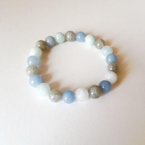 Purple Lily Jewelry & Watches Aquarius Sign Genuine Aquamarine, Angelite, Labradorite