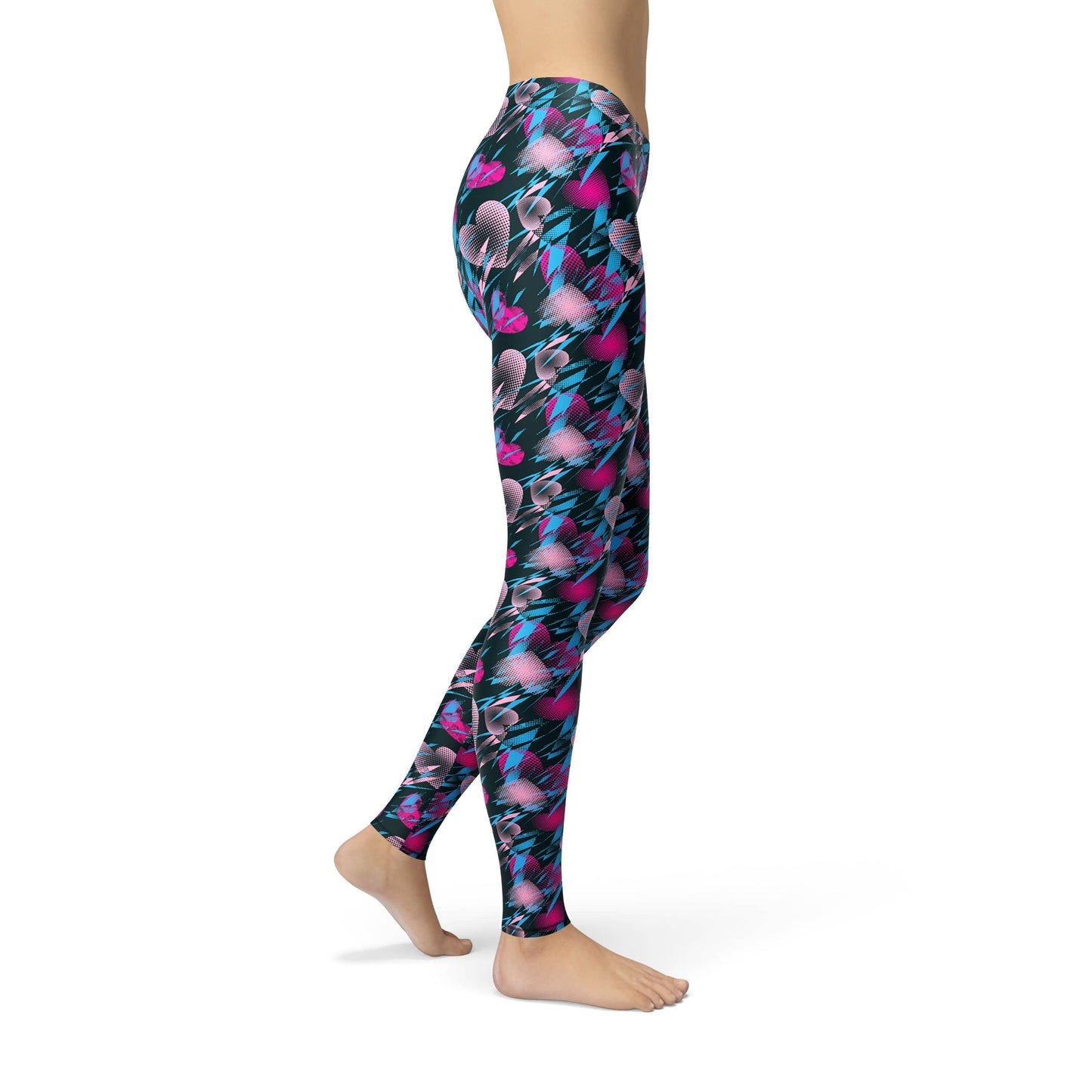 Orange Poppy Leggings Avery Blue Pink Hearts Leggings
