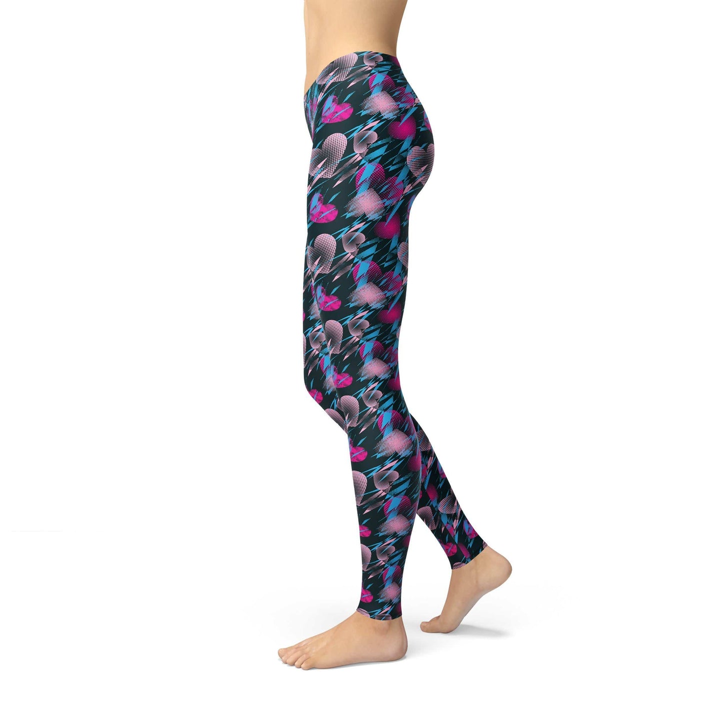 Orange Poppy Leggings Avery Blue Pink Hearts Leggings