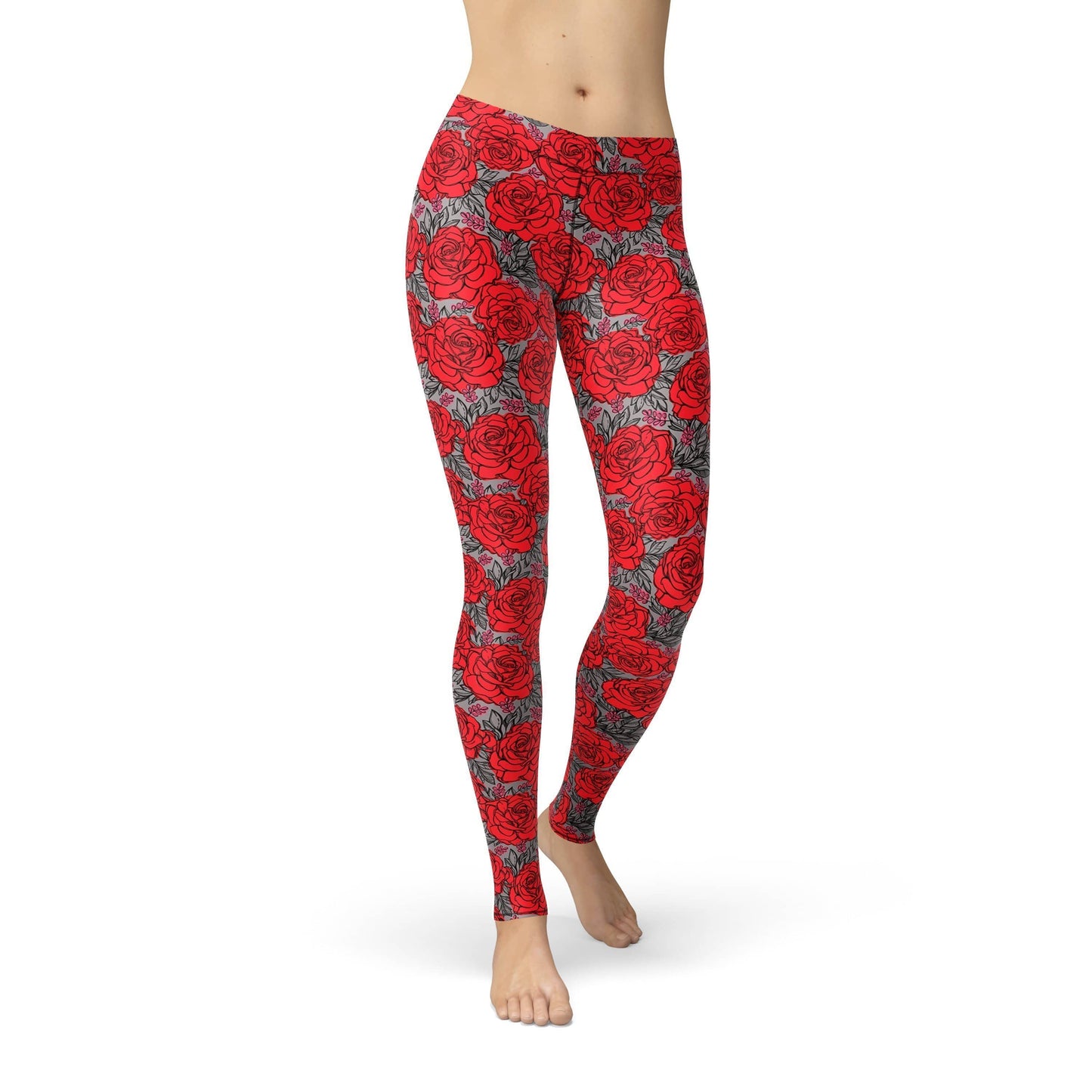 Orange Poppy Leggings Avery Drawn Roses Leggings