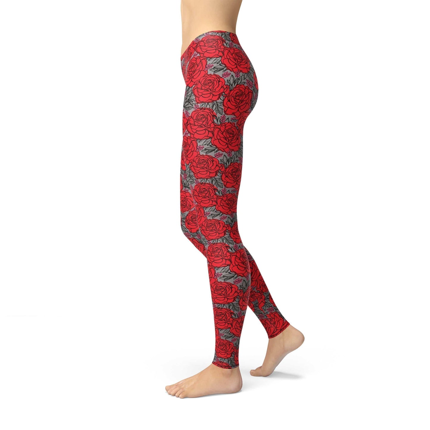 Orange Poppy Leggings Avery Drawn Roses Leggings