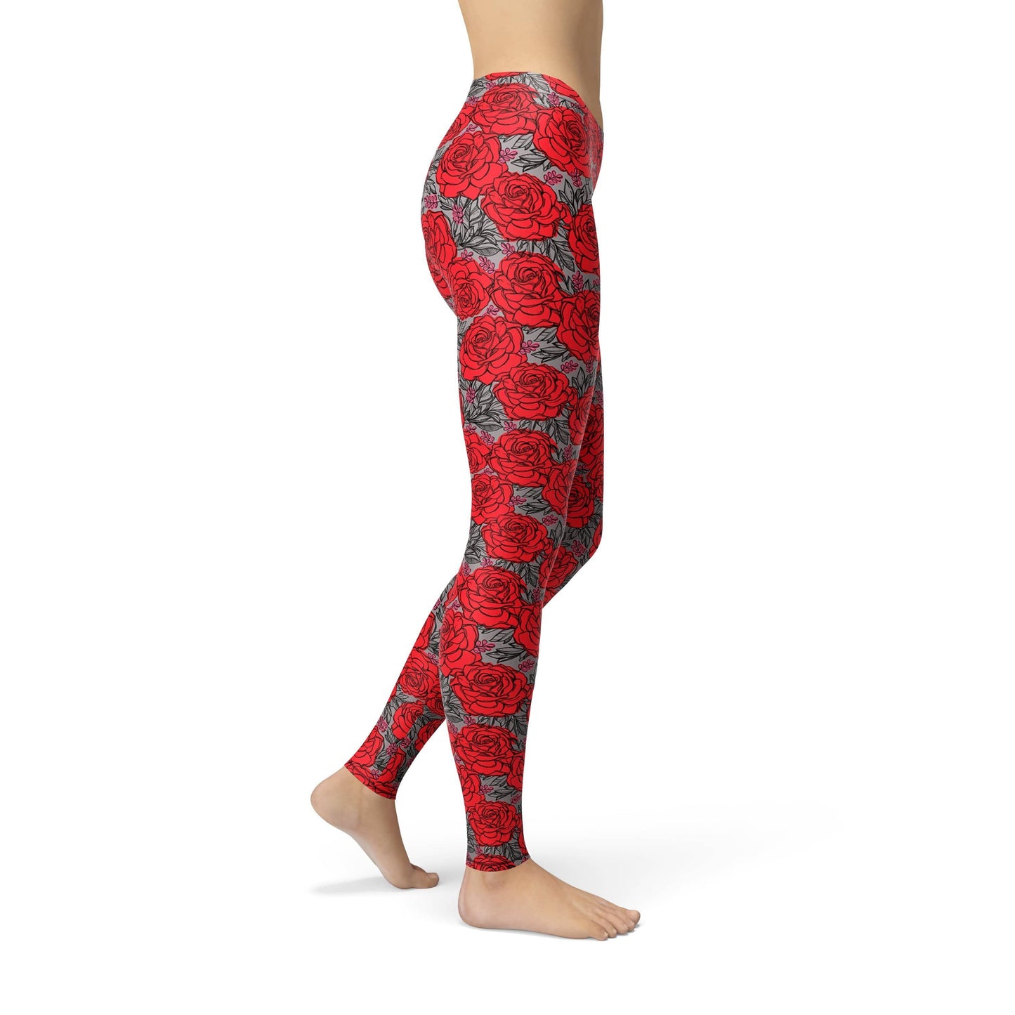 Orange Poppy Leggings Avery Drawn Roses Leggings