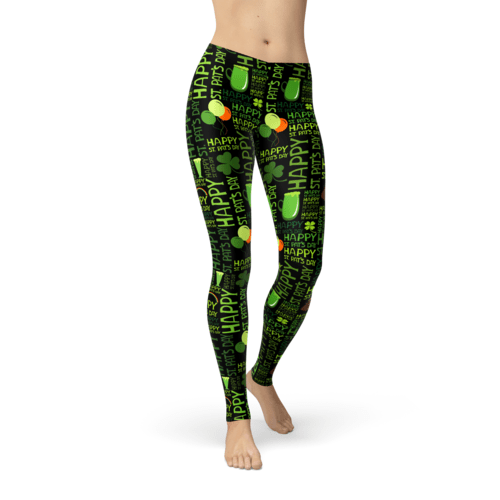 Orange Poppy Leggings 2XL / Multicolored / Capri Avery Happy St Patricks Day Leggings