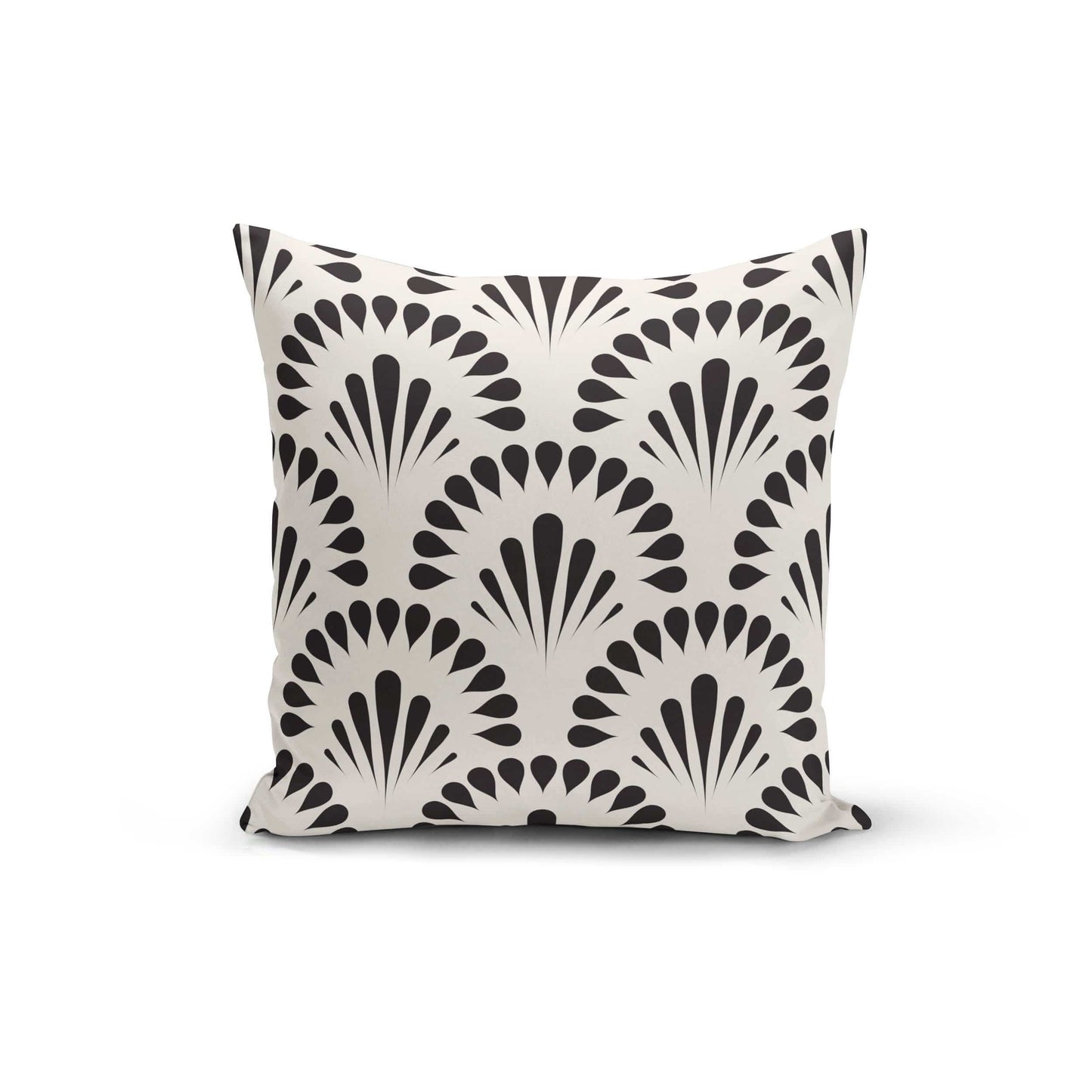 Orange Poppy Textiles & Pillows Black Cream Floral Pillow Cover