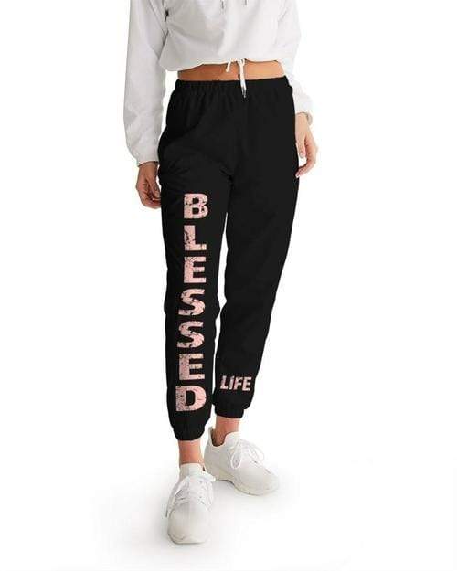 Grey Coco Women's Clothing L Blessed Black & Peach Womens Athletic Track Pants