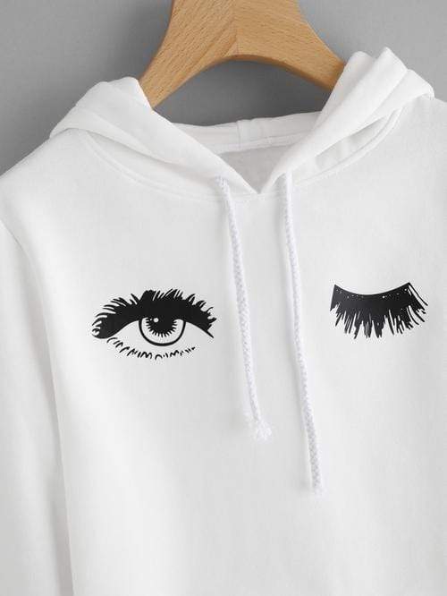 Celeste Women's Clothing Blink One Eye Print Crop Hoodie