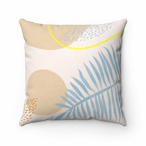 Yellow Pandora Home Decor 14" × 14" Blue Leaf Cushion Home Decoration Accents - 4 Sizes