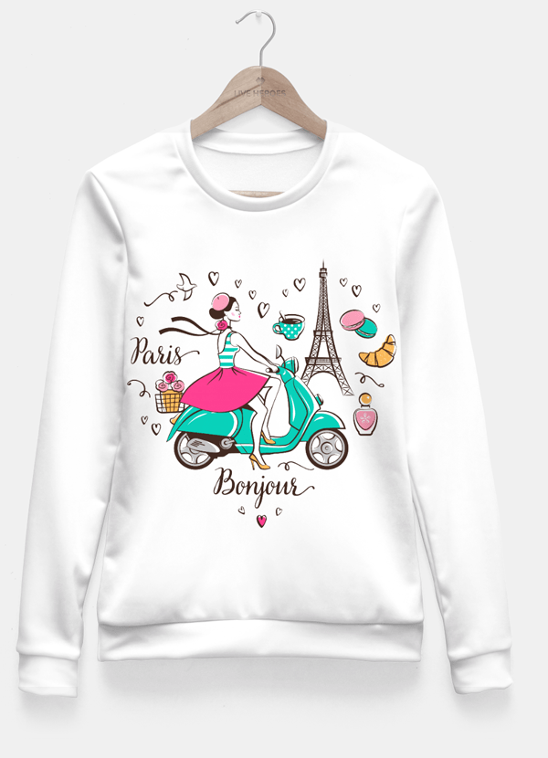 Scorpius Sweaters & Hoodies Bonjour, Paris Fitted Waist Sweater