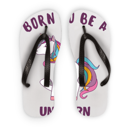 Scorpius Sandals L / Black Strap Born to be a unicorn Adult Flip Flops