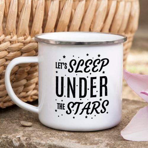 Magenta Shadow Gifts Camping Mug Enamel Mug Campfire Mug Let's Sleep