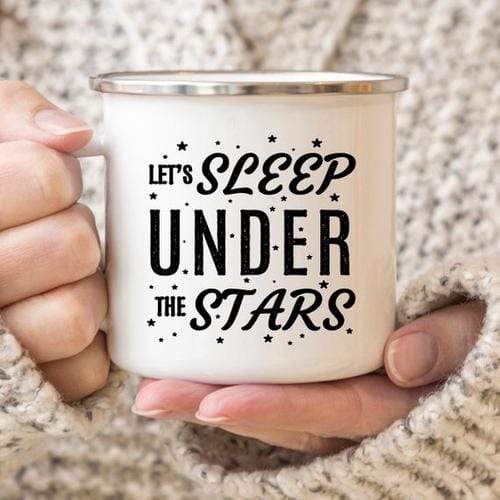 Magenta Shadow Gifts Camping Mug Enamel Mug Campfire Mug Let's Sleep
