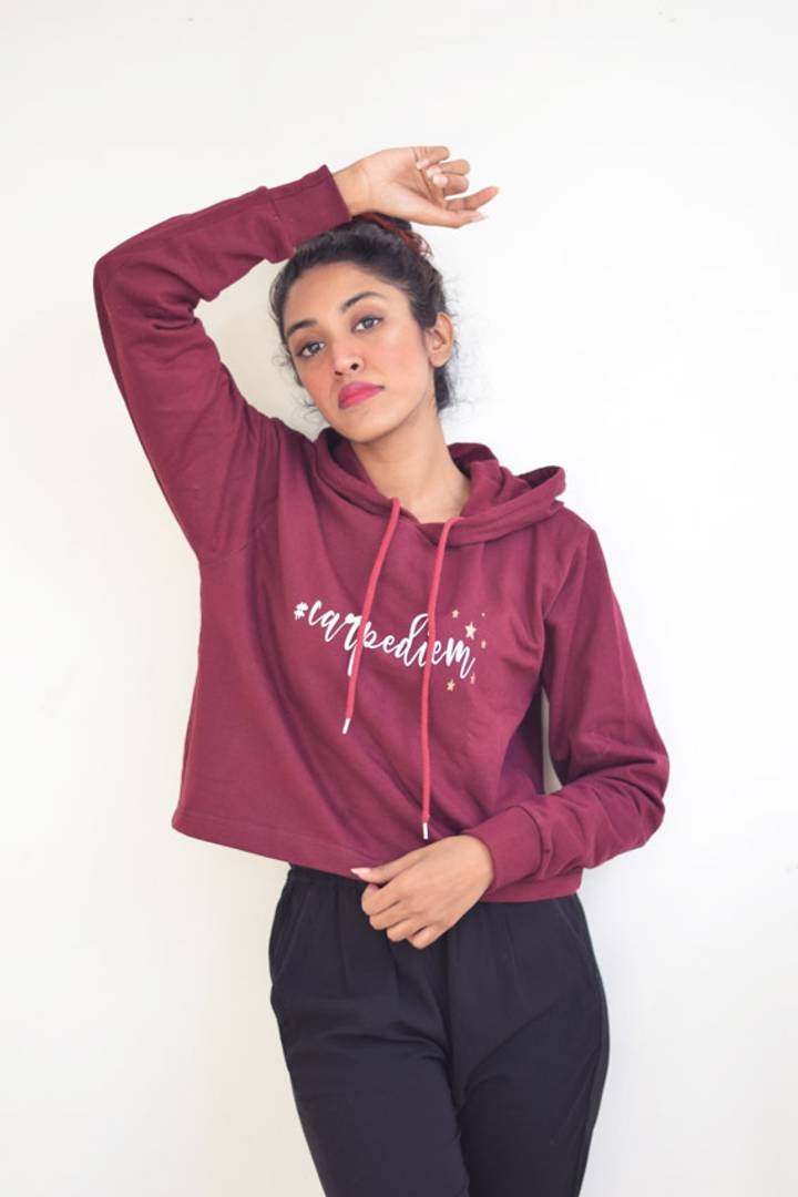 Glow Road Women's Clothing Carpe Diem Crop Hoodie For Women's