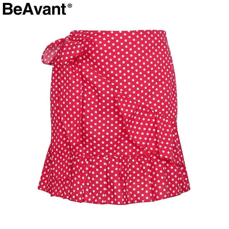 hansleii Red Dot / S Casual Floral Women's Beach Skirt