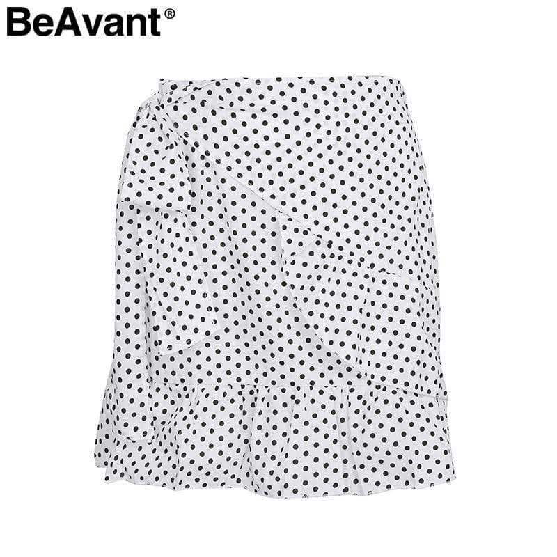 hansleii White Dot / S Casual Floral Women's Beach Skirt