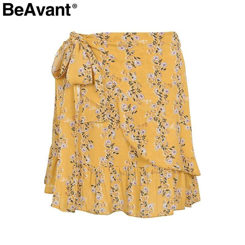 hansleii Print / S Casual Floral Women's Beach Skirt