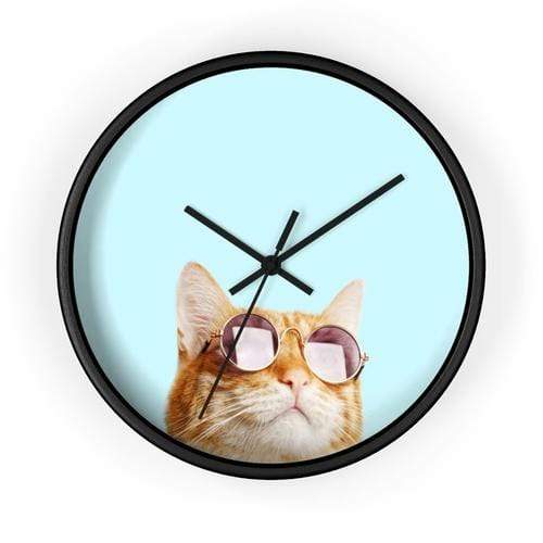 Yellow Pandora Clocks 10 in / Black / Black Cat is Alway's Right Wall clock