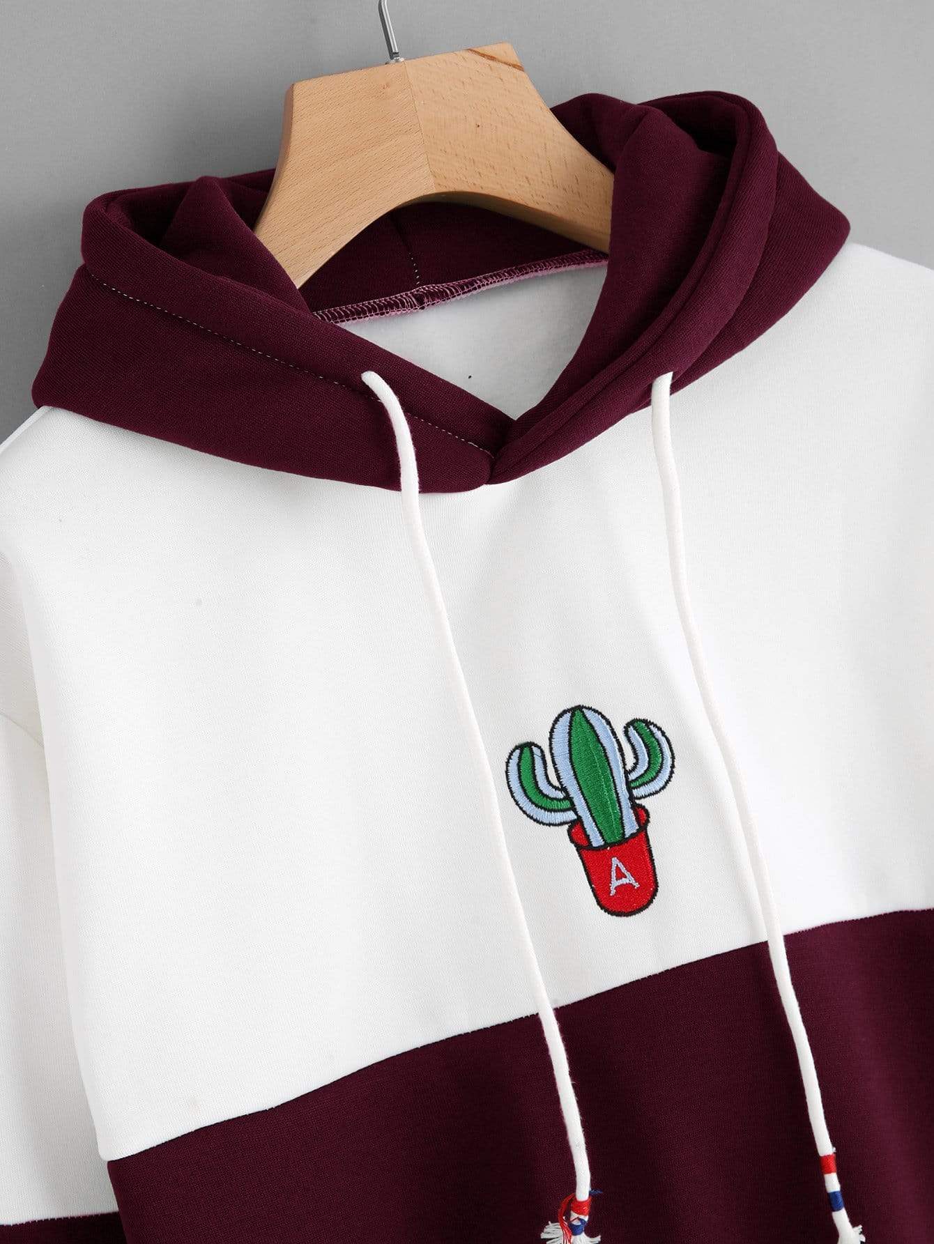 Celeste Sweaters & Hoodies Color Block Embroidered Hoodie