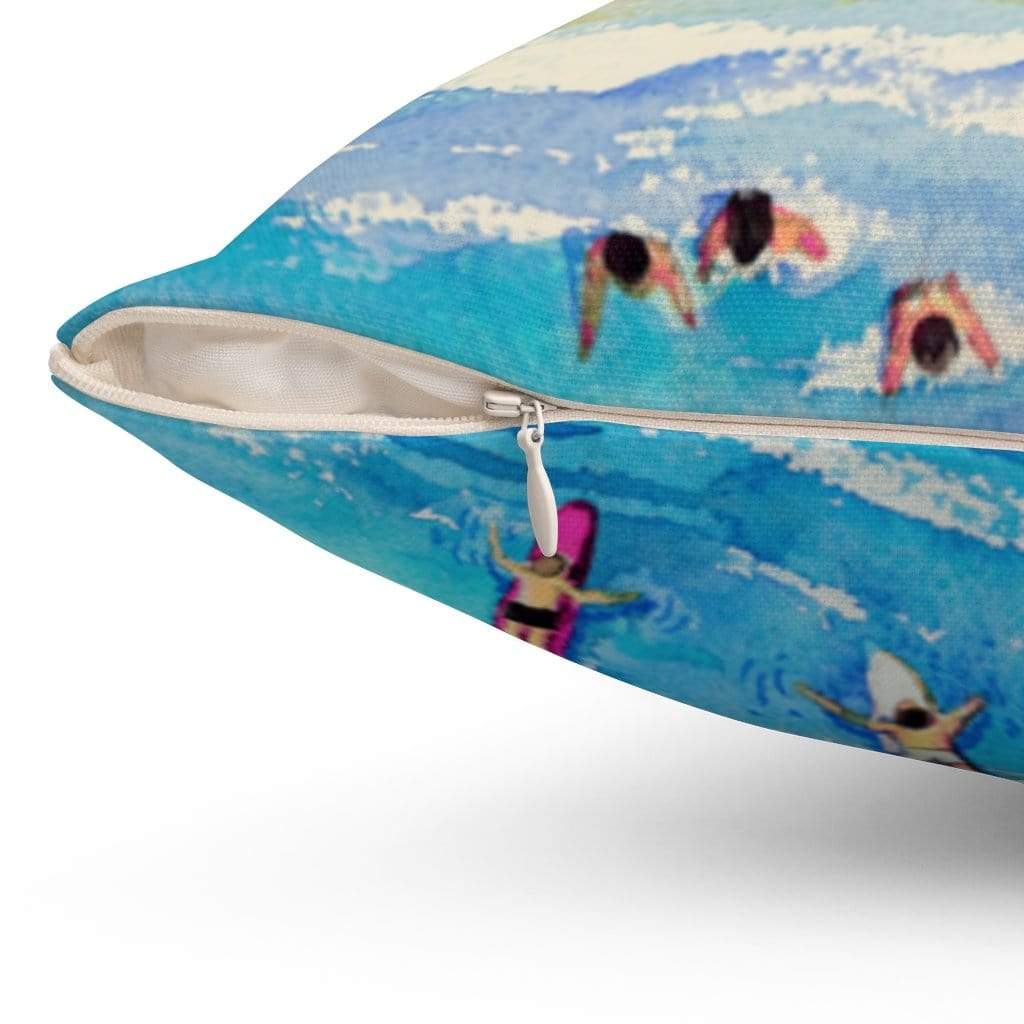 Yellow Pandora Home Decor Colorful Day at the Beach Square Pillow