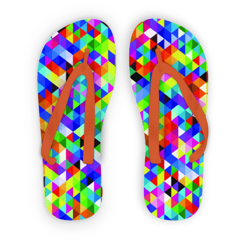 Scorpius Sandals L / Orange Strap Colorful Geometric Blast Adult Flip Flops
