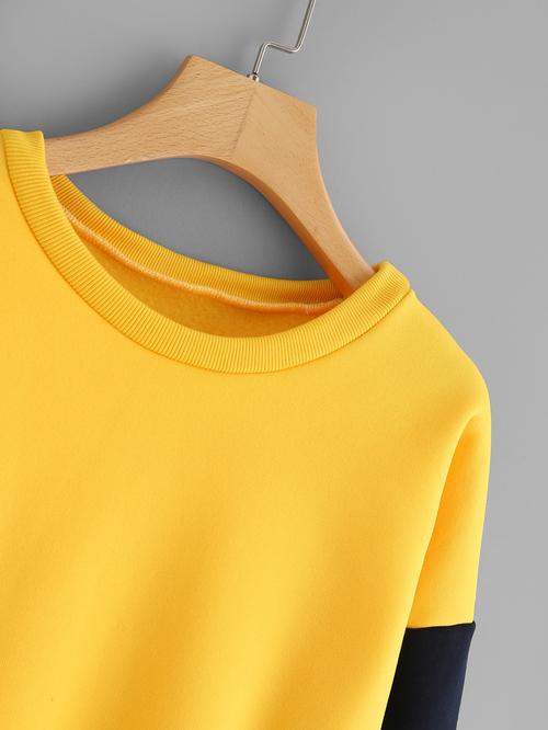 Celeste Women's Clothing Contrast Sleeve Sweatshirt