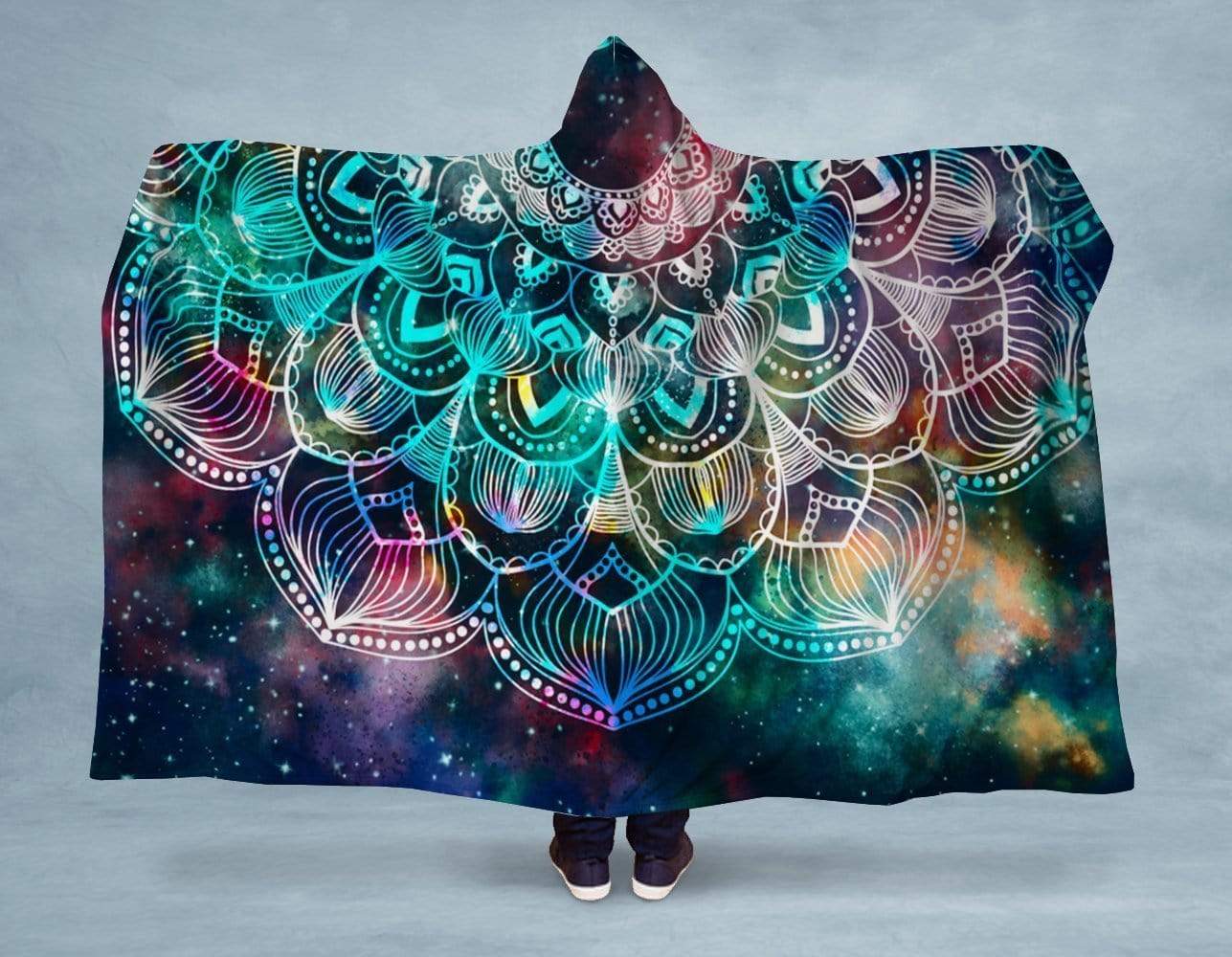 Orange Poppy Women's Clothing 80x60 / Muliticolored Cosmic Mandala Hooded Blanket