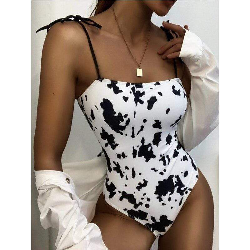 Silver Sam Tank Tops Cow Print Women's Swimsuit Female Monokini Knot Bodysuit Beachwear