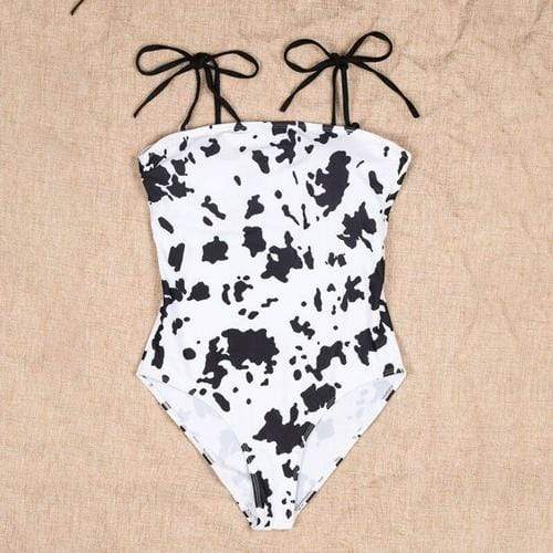 Silver Sam Tank Tops L / X20SW3988-1 Cow Print Women's Swimsuit Female Monokini Knot Bodysuit Beachwear