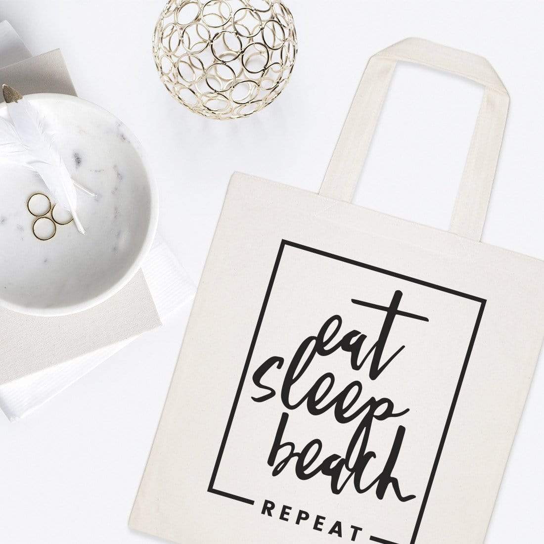 Turquoise Andromeda Totes & Beach Bags Eat, Sleep, Beach, Repeat Tote Bag