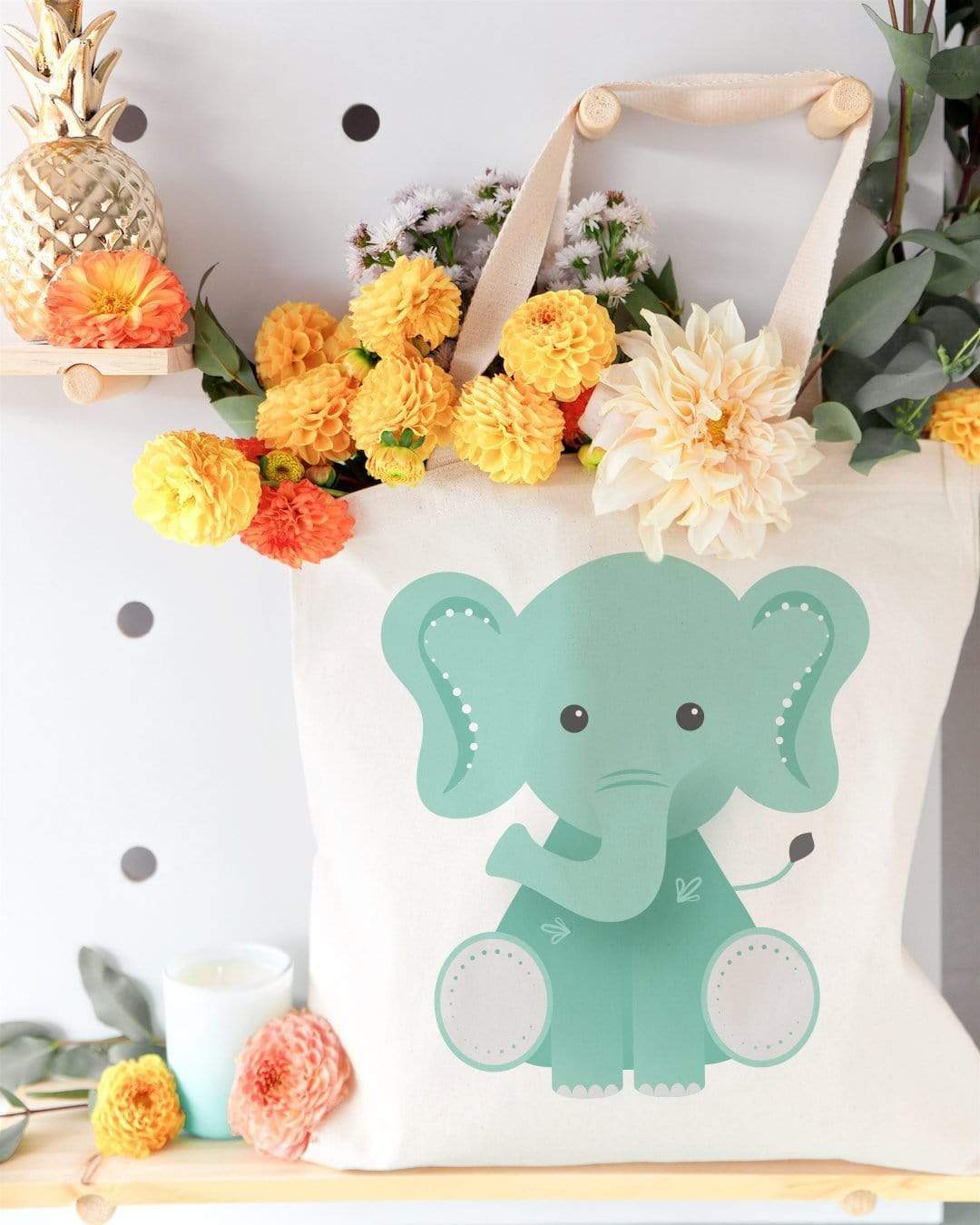 Turquoise Andromeda Totes & Beach Bags Elephant Tote Bag
