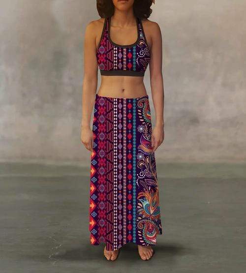 Orange Poppy Women's Clothing 2XL Ethnic Tribal Maxi Skirt