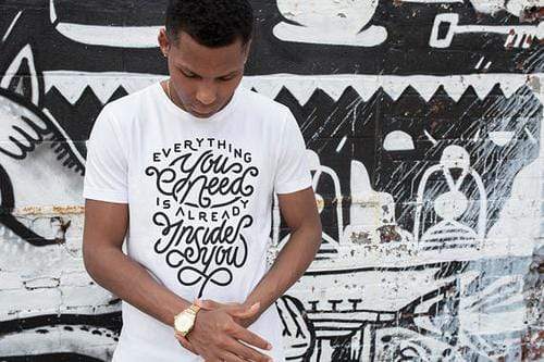 Green Lucky Men's Clothing Everything You Need White and Grey T