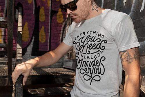 Green Lucky Men's Clothing Everything You Need White and Grey T